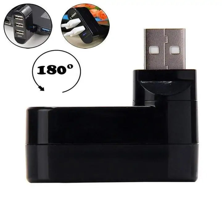 Rotating 3 Port USB Mini Adapter