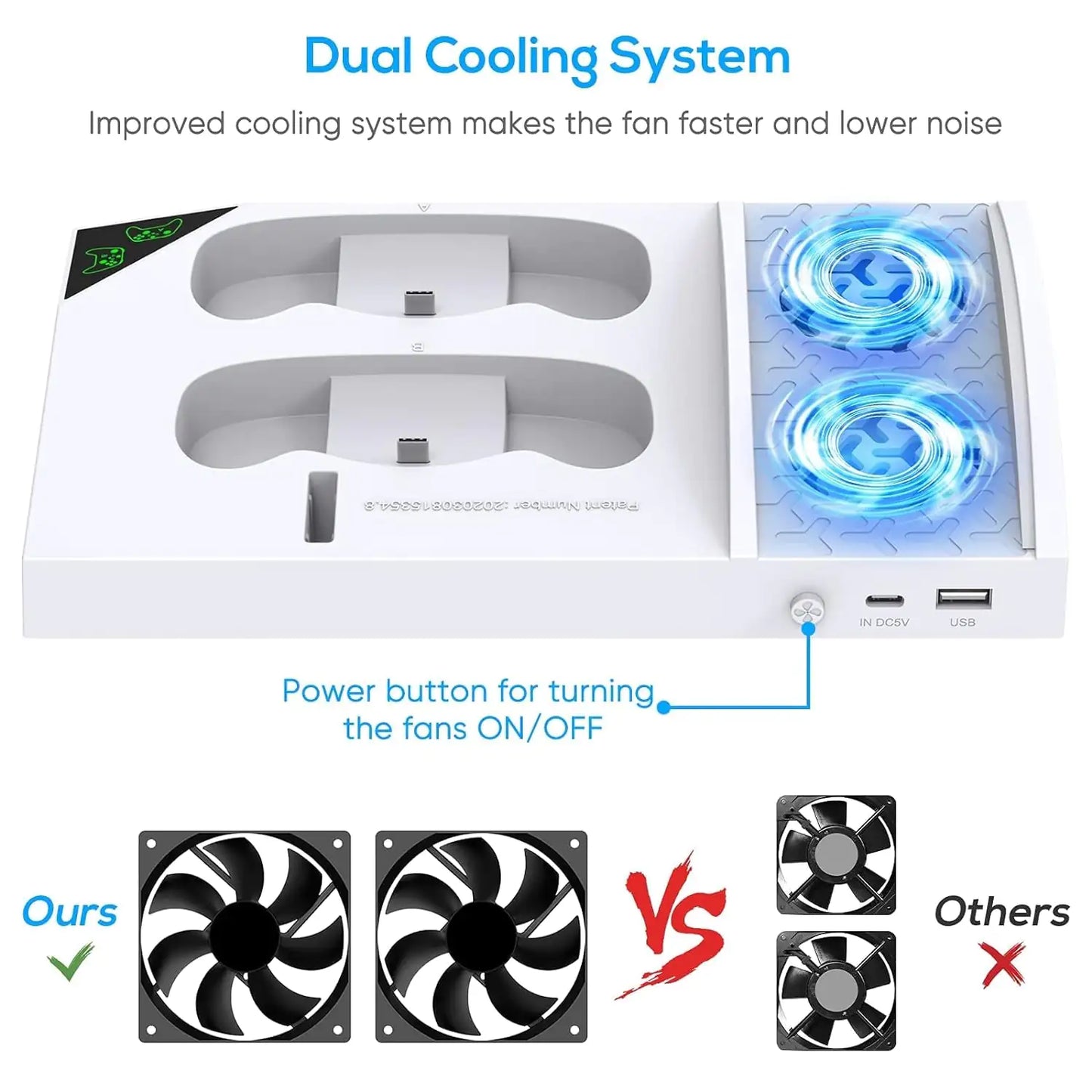 Charger Stand with Cooling Fan for Xbox Series S Console and Controllers