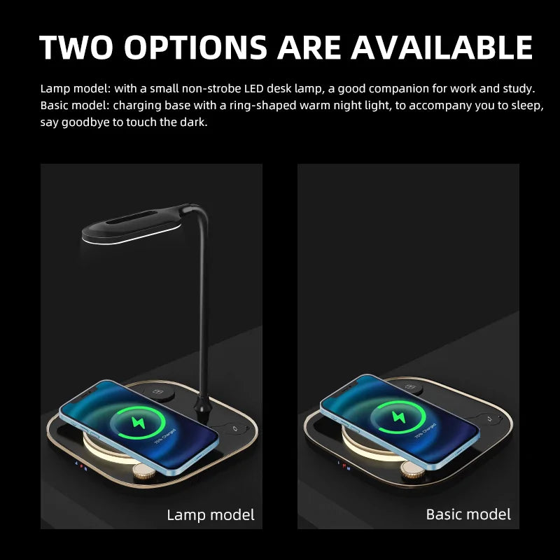 Wireless Charging Station with optional lamp