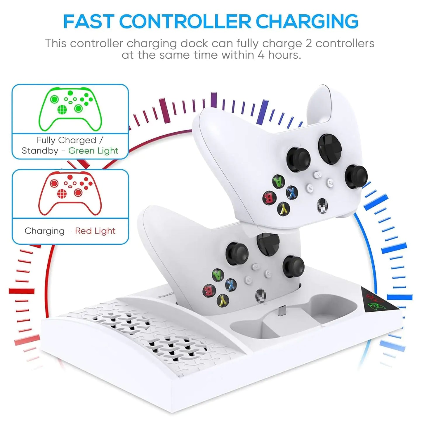 Charger Stand with Cooling Fan for Xbox Series S Console and Controllers