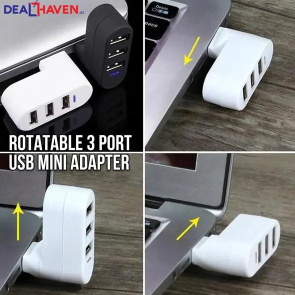 Rotating 3 Port USB Mini Adapter