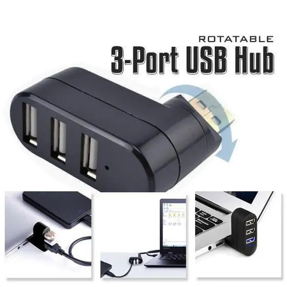 Rotating 3 Port USB Mini Adapter